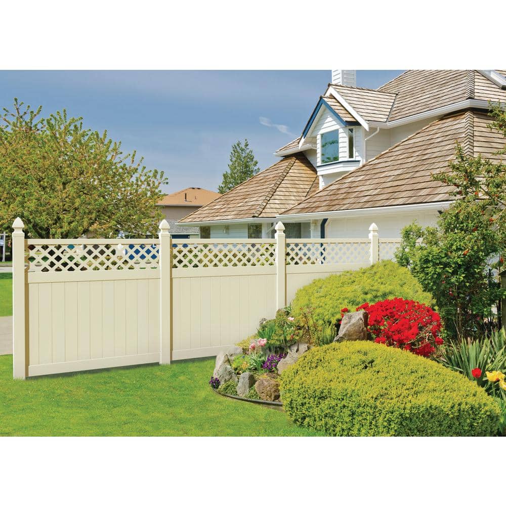 Barrette Outdoor Living Valley 6 ft. H x 6 ft. W Sand Vinyl Semi-Privacy Fence Panel (Unassembled)