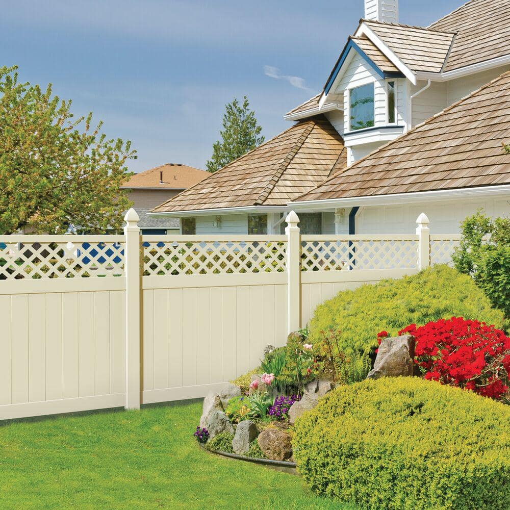 Barrette Outdoor Living Valley 6 ft. H x 6 ft. W Sand Vinyl Semi-Privacy Fence Panel (Unassembled)