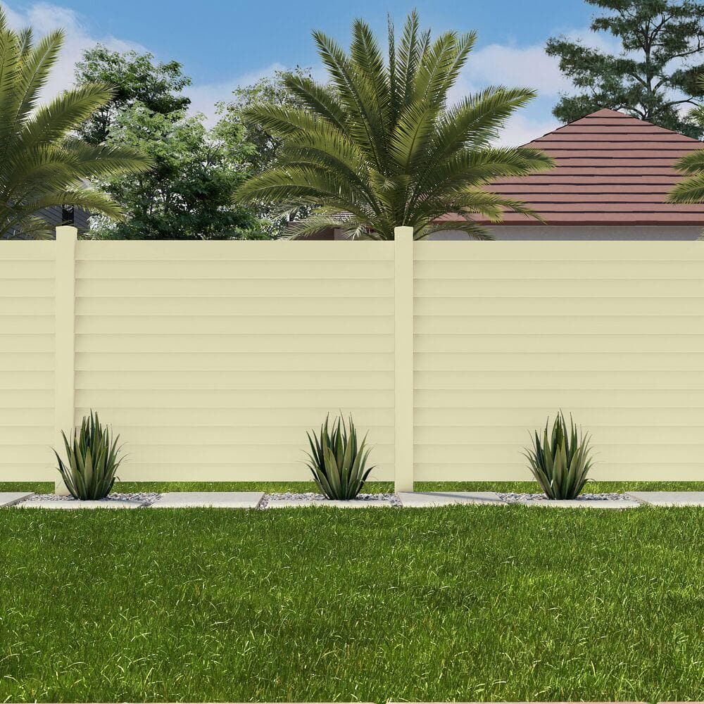 Louvered 6 in. x 6 in. Sand Vinyl New England Fence Post Top