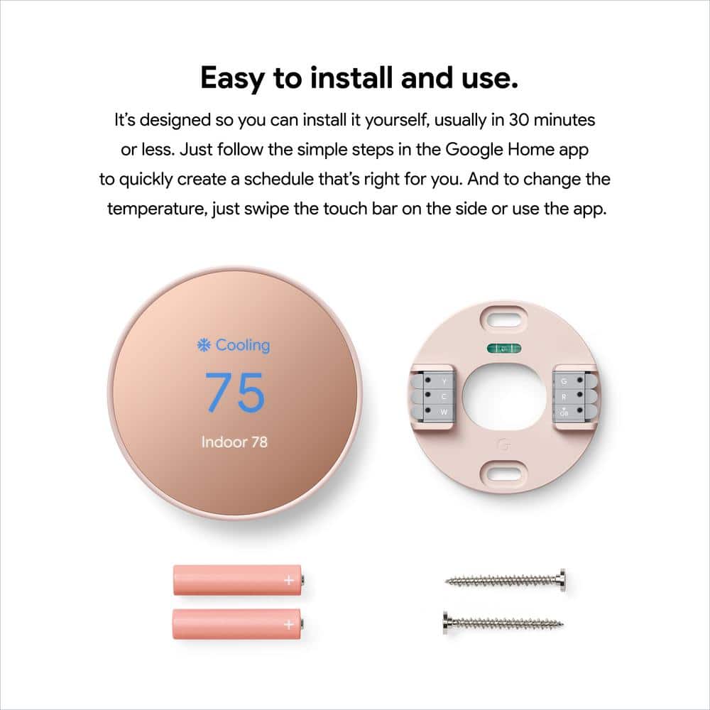 Google Nest Thermostat - Smart Programmable Wi-Fi Thermostat - Sand