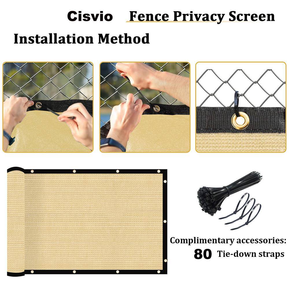 6 ft. x 50 ft. Privacy Screen Fence Heavy-Duty Protective Covering Mesh Fencing for Patio Lawn Garden Balcony Sand