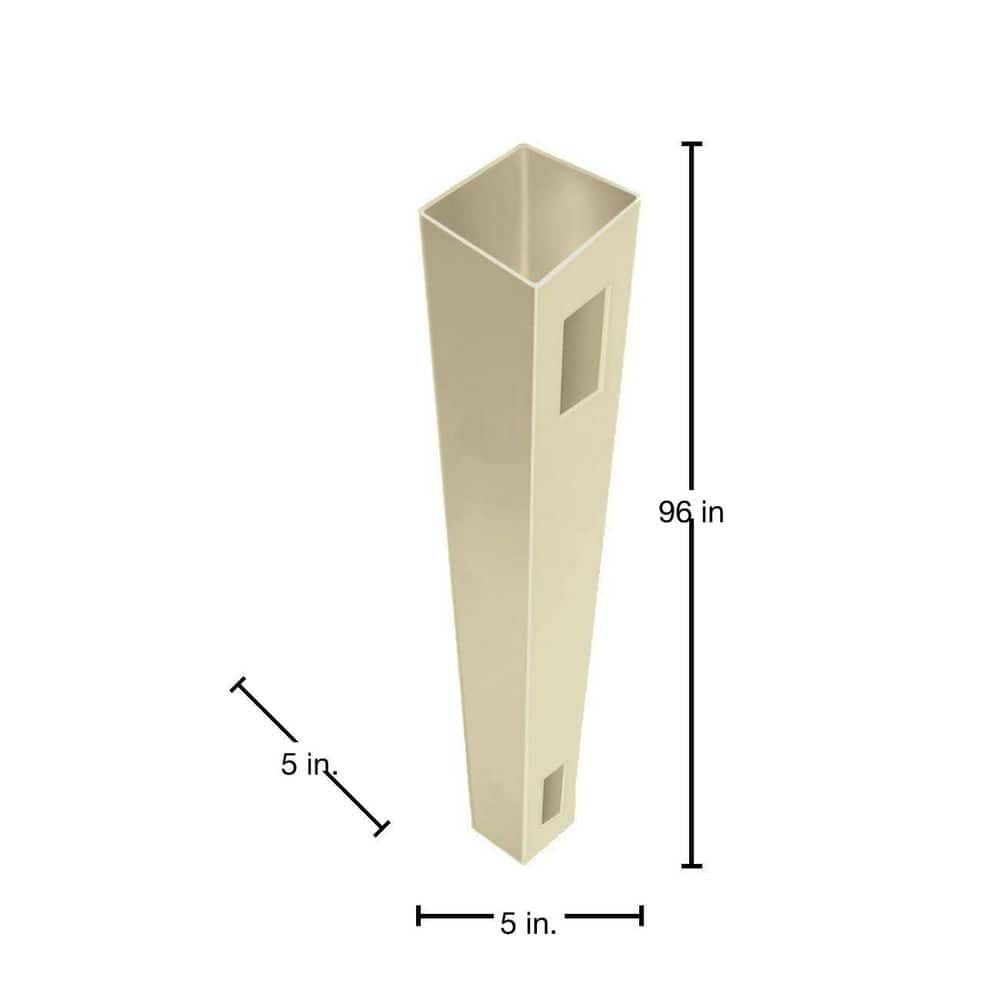 Veranda 5 in. x 5 in. x 8 ft. Sand Vinyl Routed Fence End/Gate Post