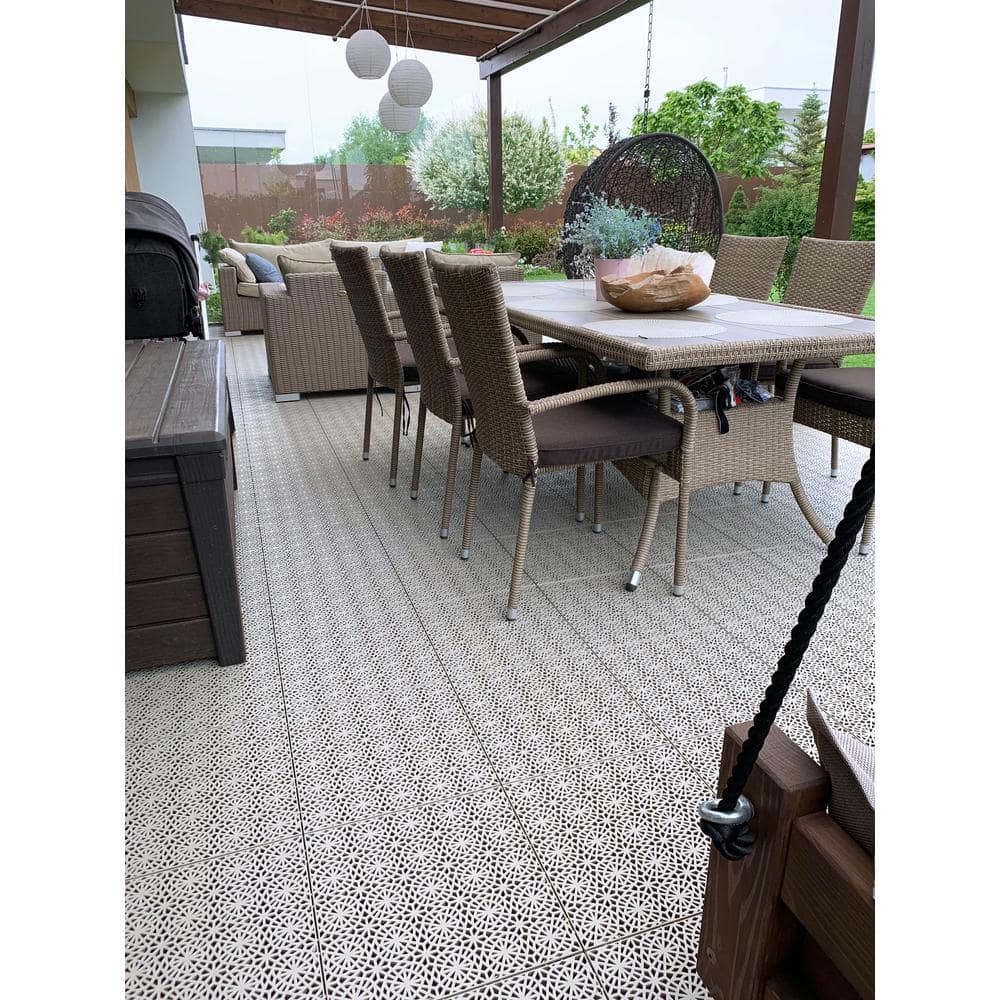 XL Tiles 14.96 in. x 14.96 in. 14 Tiles, 21.5 sq. ft. PVC Deck Tile in Sandstorm