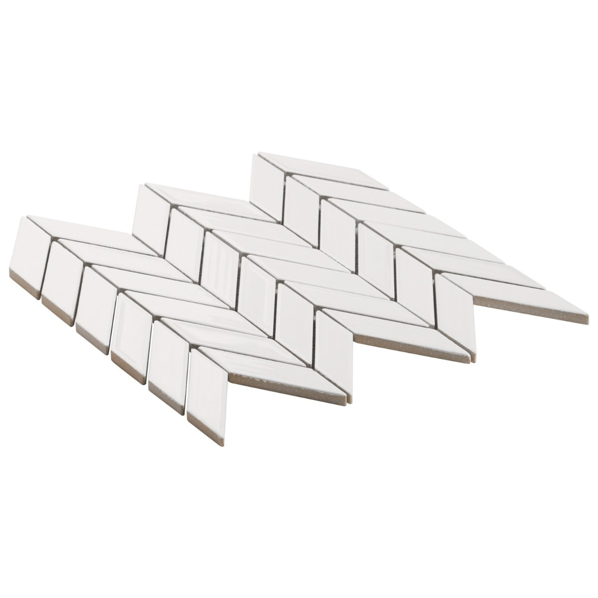 Brookline Chevron Cloud White 1x5 Glossy Ceramic Mosaic Tile