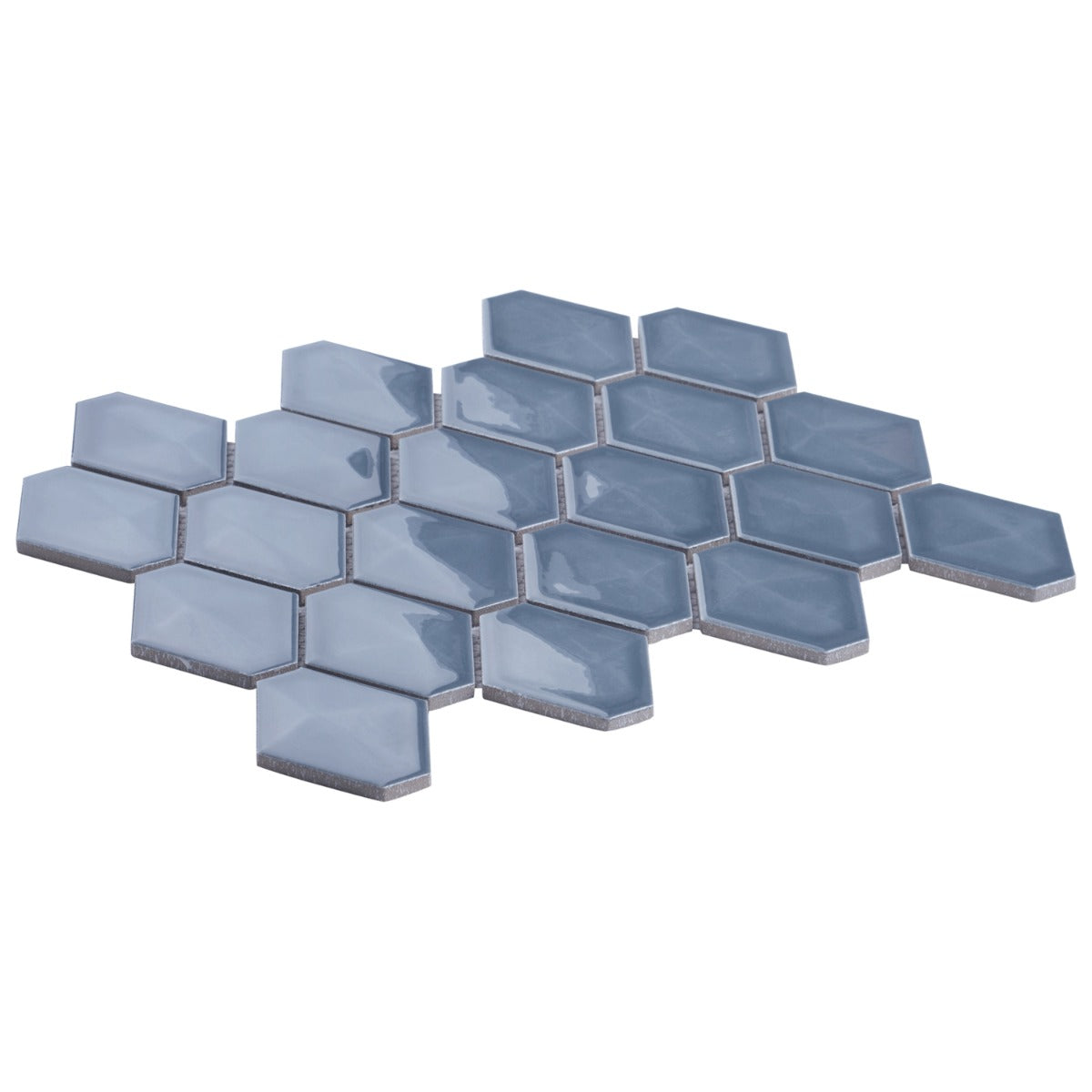 Brookline Diamond Coastal Blue 3x4 Glossy Ceramic Mosaic Tile by Lux Tile