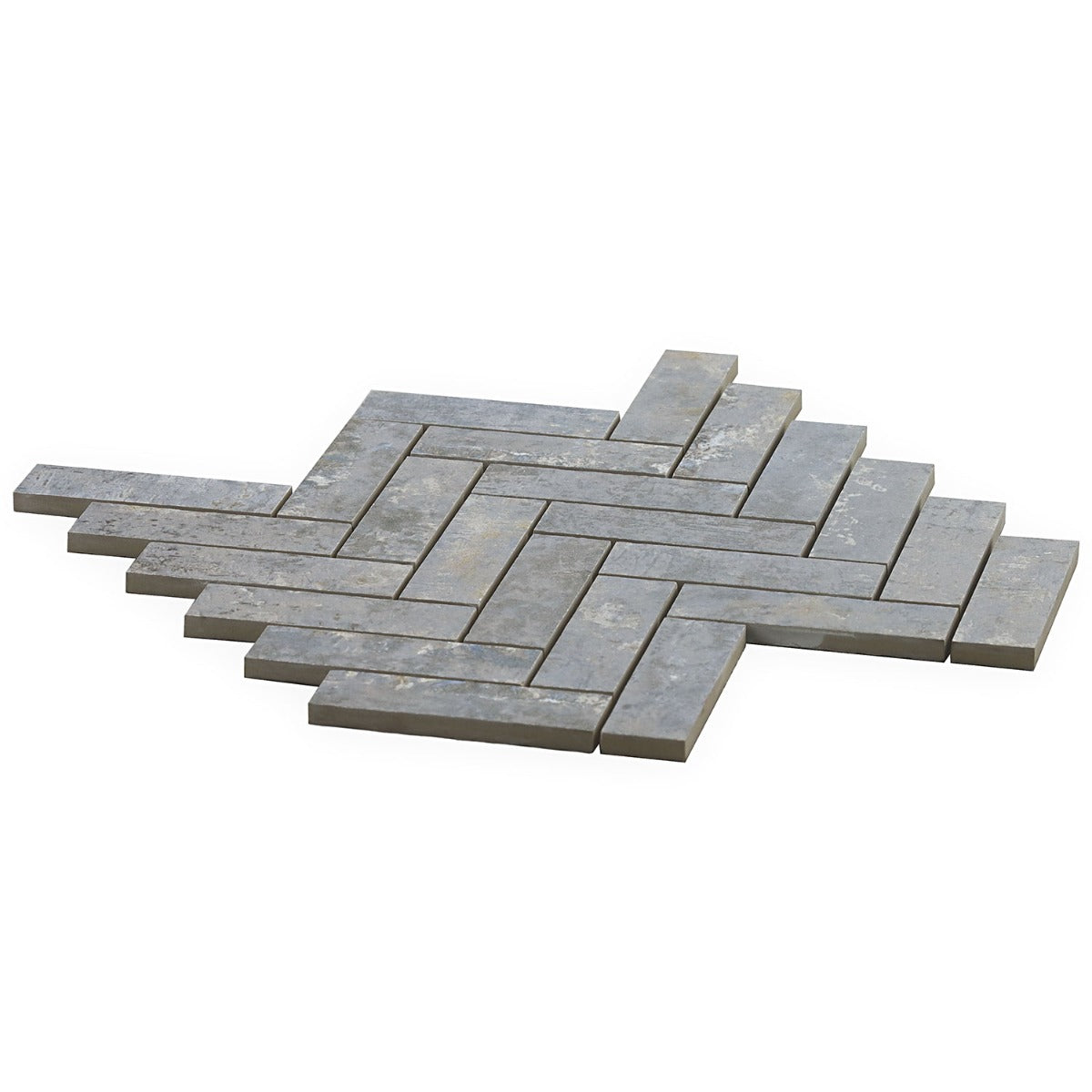 Portrait Ocean Blue 1x4 Herringbone Matte Porcelain Mosaic Tile by Lux Tile