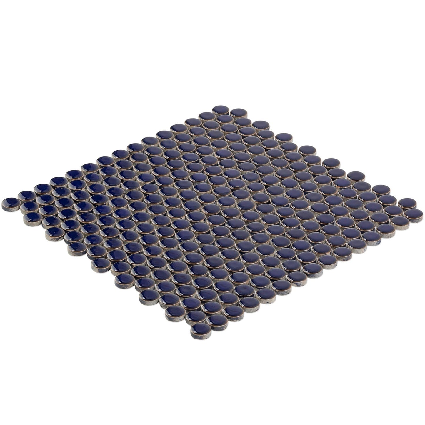 Eden Royal Blue Penny Round Polished Porcelain Mosaic Tile