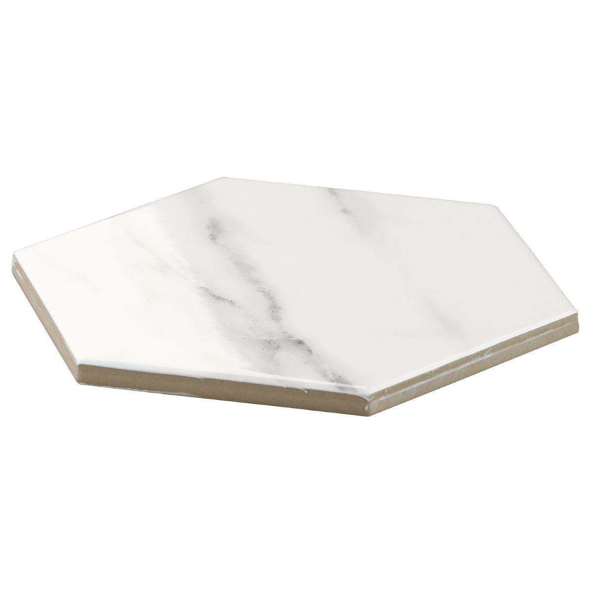 Amalfi Statuario White 6" Hexagon Polished Porcelain Tile - Lux Tile