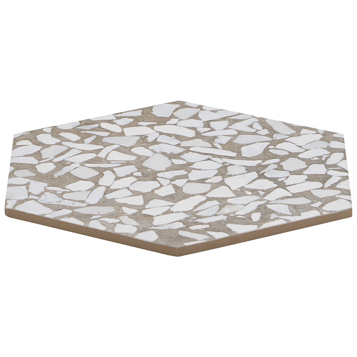 Lux Tile Terrazzo Hex Grigio Gray 9" Matte Porcelain Tile