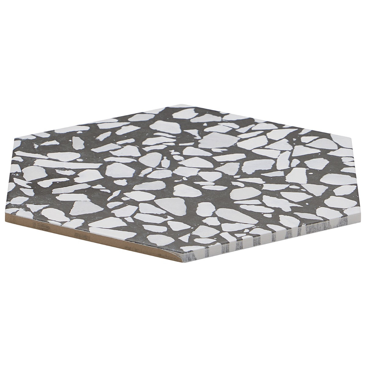 Lux Tile Terrazzo Hex Nero Black & White 9" Matte Porcelain Tile