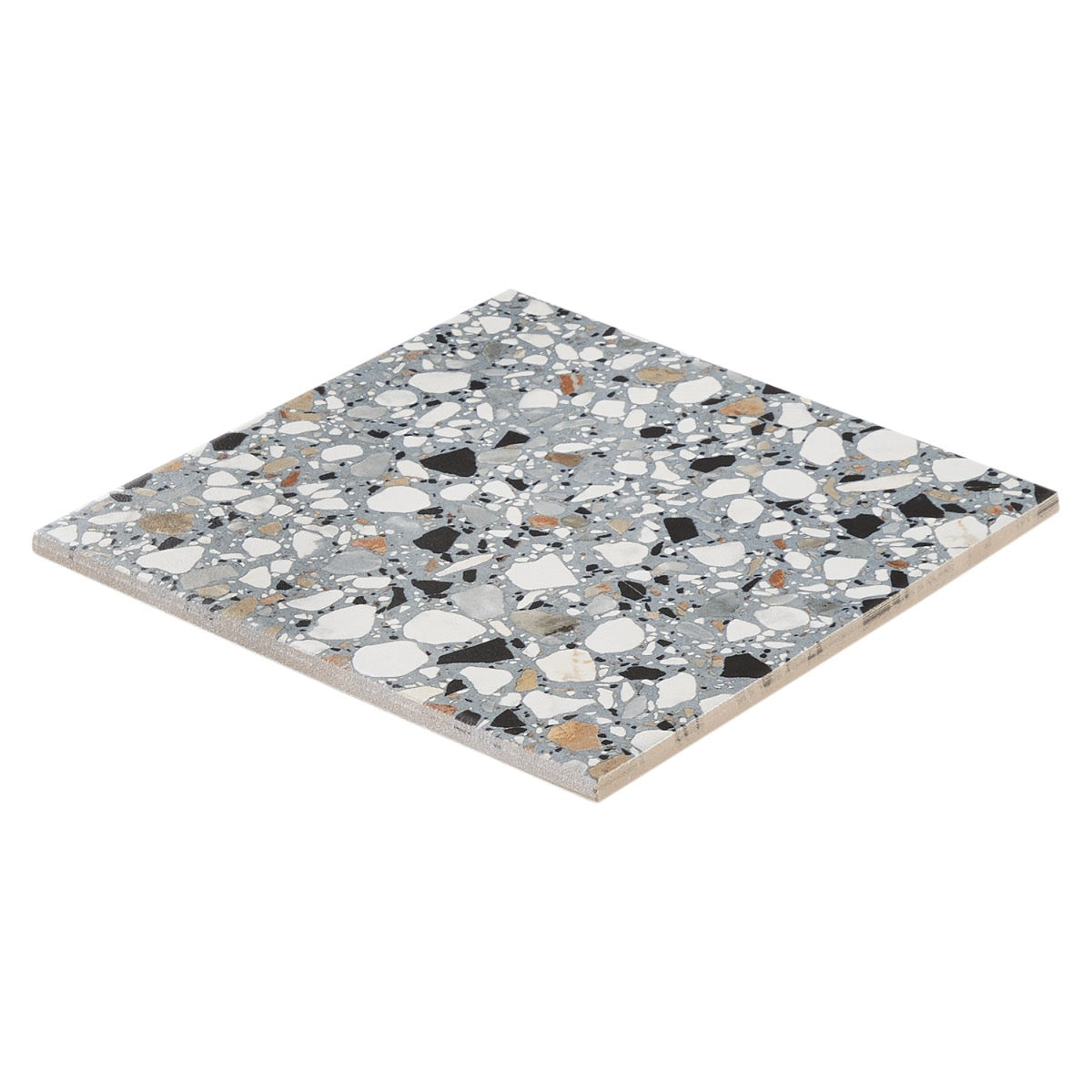 Chips Macro Azur Blue 8x8 Matte Porcelain Tile - Terrazzo Look