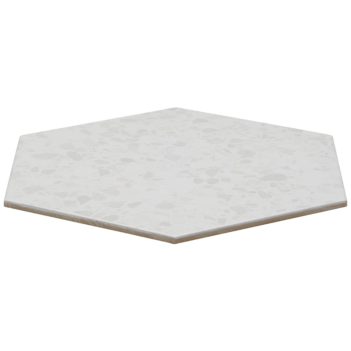 Six Hexagon White Terrazzo Look Matte Porcelain Tile - 12.5"