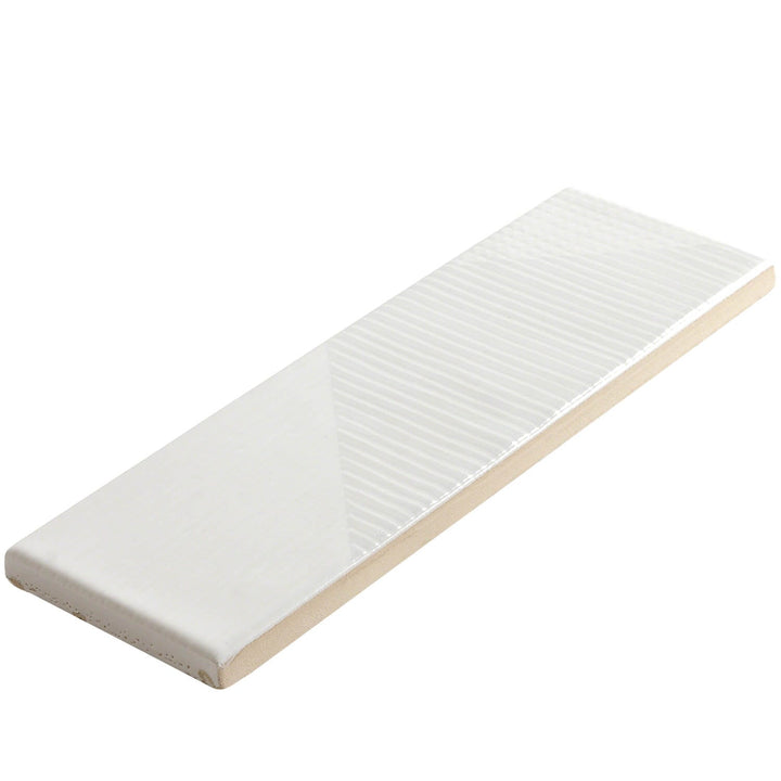 Enigma White 2x8 Textured Polished Ceramic Subway Tile - Lux Tile