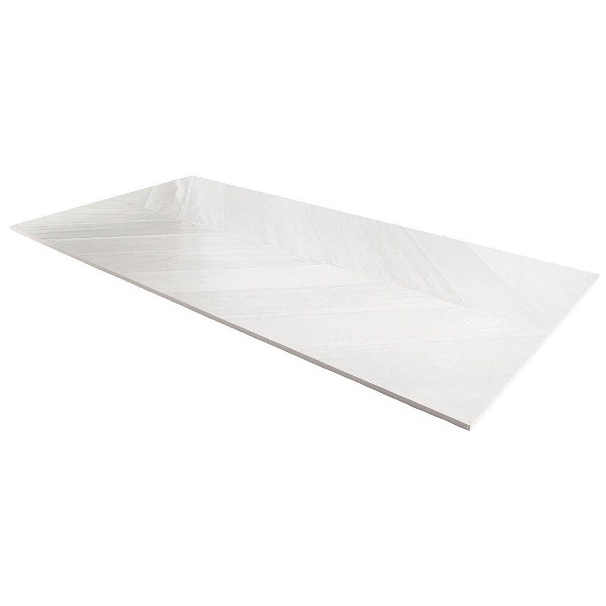 Lux Tile Sculpt White Chevron 24x48 Natural Porcelain Tile