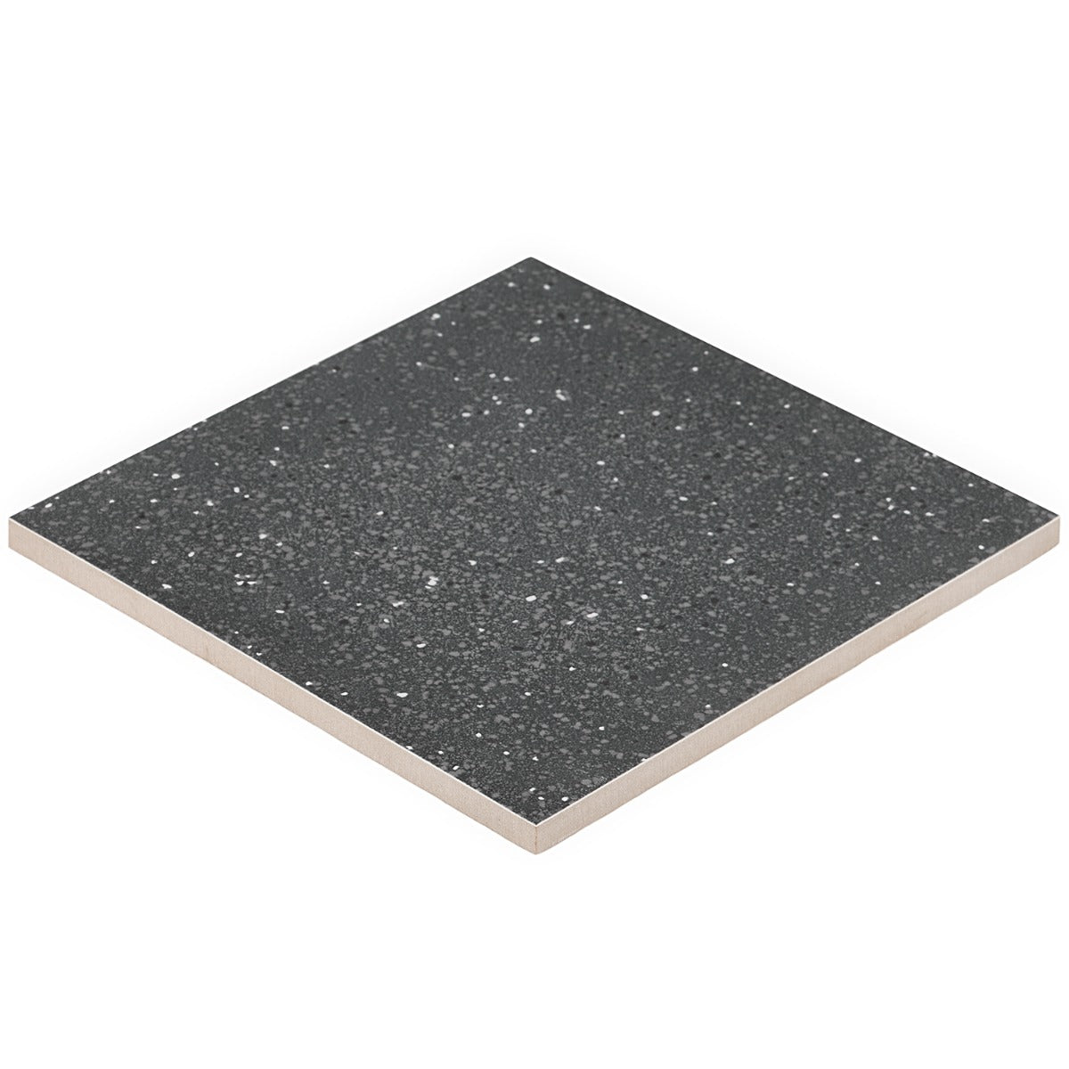 Elizabeth Sutton Charcoal Black Terrazzo 8x8 Matte Porcelain Tile