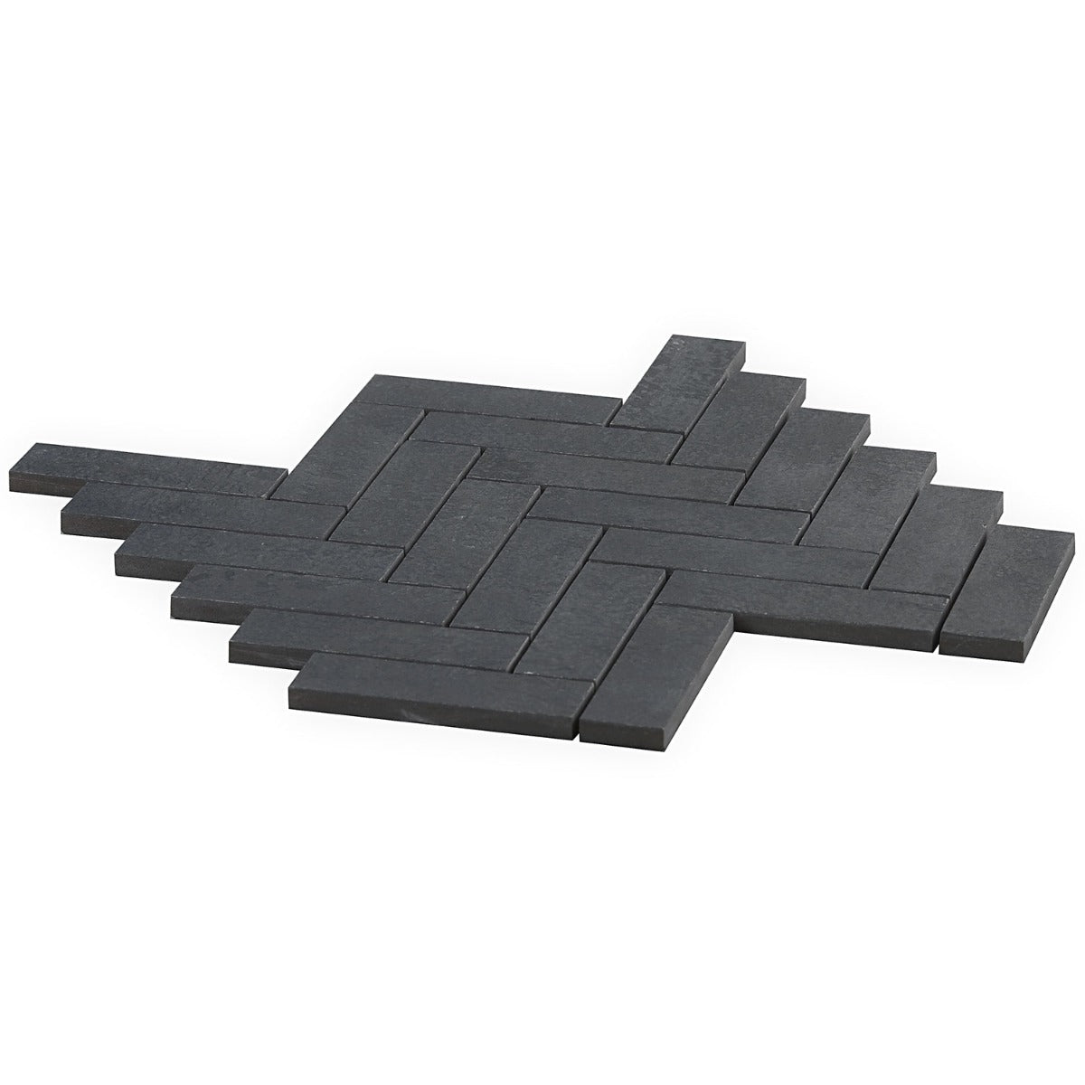 Lux Tile Portrait Black Herringbone Matte Porcelain Mosaic Tile