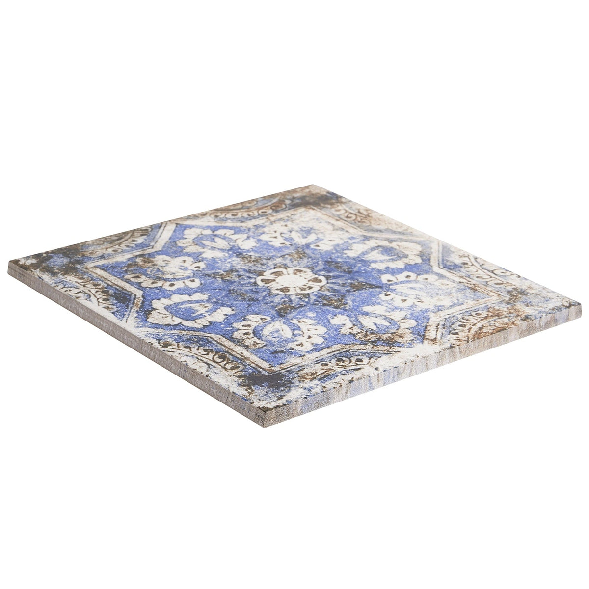 Lenox Flora Blue 8x8 Matte Porcelain Tile - Mediterranean Design