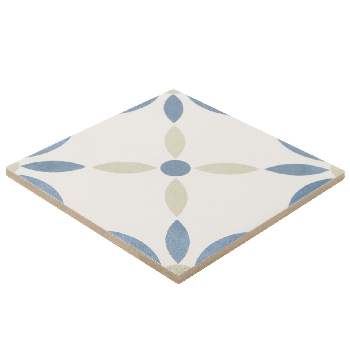 Lapaz White Flower 9x9 Matte Porcelain Tile - Mediterranean Design