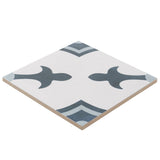 Lapaz White & Blue Herald 9x9 Matte Porcelain Tile - Mediterranean Design