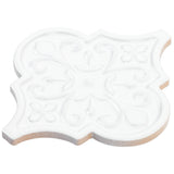 Byzantine Florid Bianco White 6x7 Arabesque Polished Ceramic Wall Tile