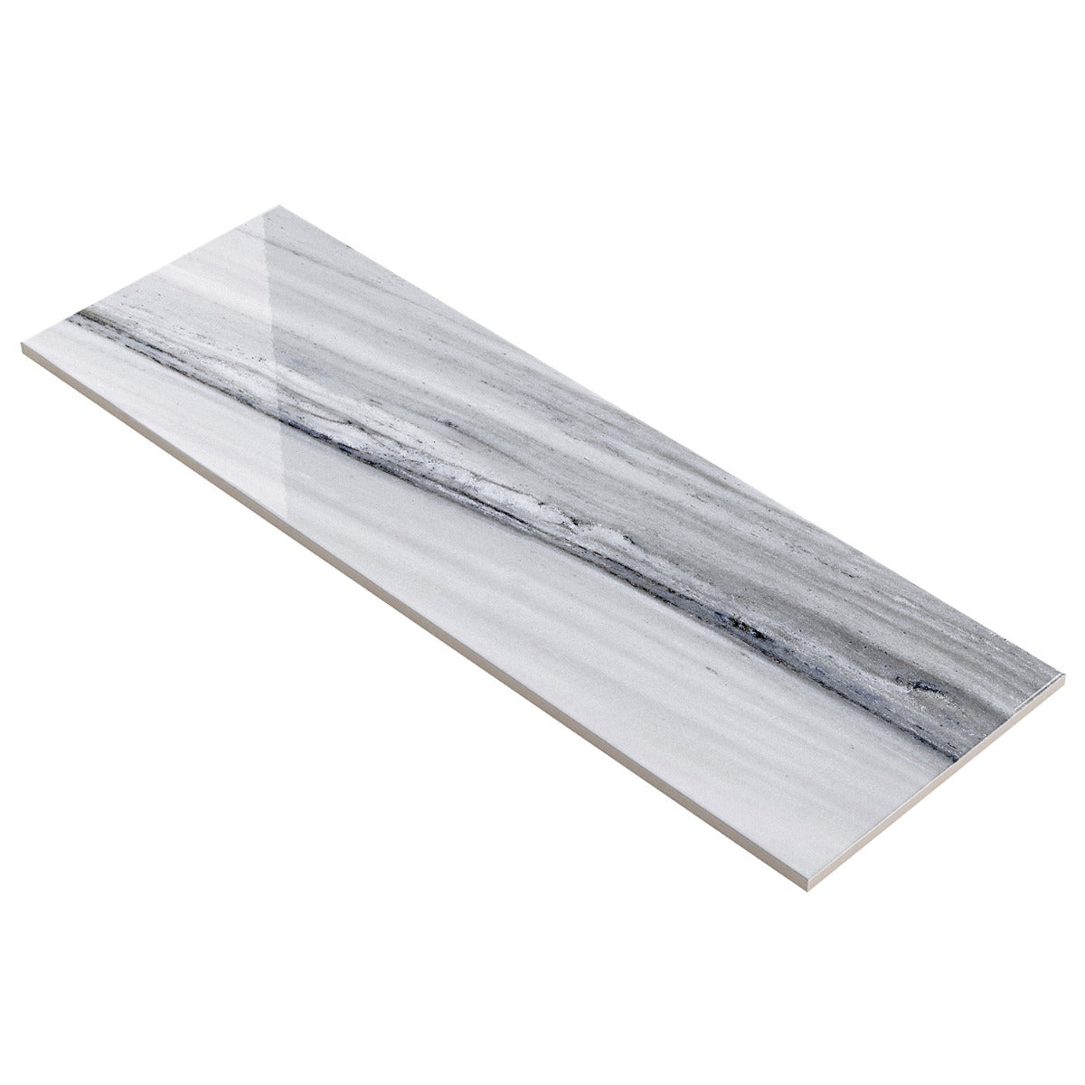 Everest Blue 8x24 Polished Ceramic Tile - Luxurious Marble Look