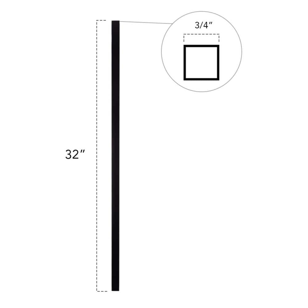 Deckorators 32 in. x .75 in. Satin Black Aluminum Square-Shaped Estate Baluster (100-Pack)