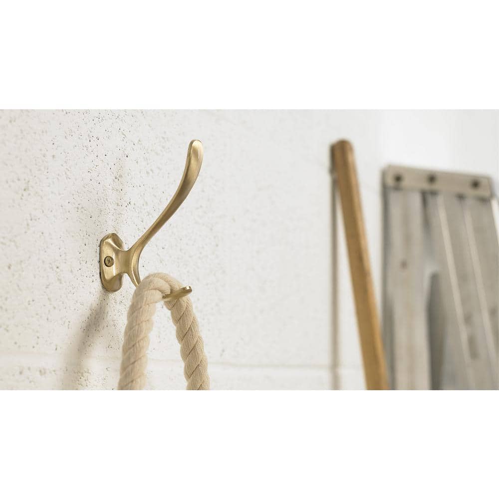 Richelieu Brushed/Satin Brass Coat Hook, 4-1/2 in. Wall-Mount