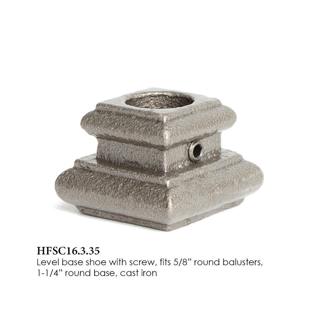 HOUSE OF FORGINGS Satin Clear 16.3.35 Flat Base Shoes for 5/8 in. Round 1.3 in. x 1 in. Iron Balusters for Stair Remodel