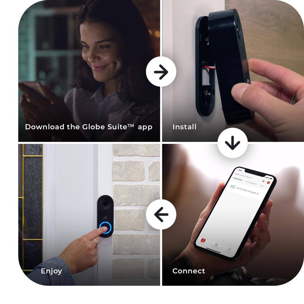 Heath Zenith Black Plastic Wired Smart Video Doorbell