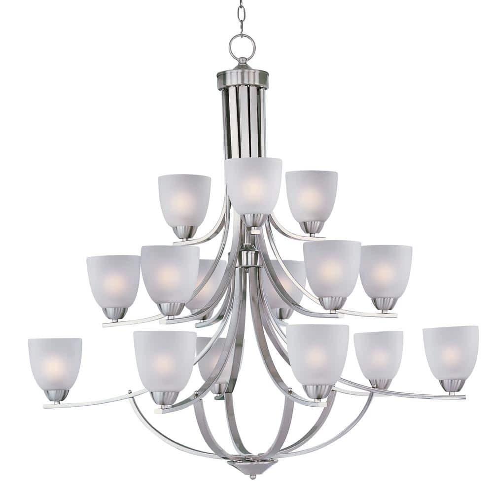 Maxim Lighting Axis 15-Light Satin Nickel Chandelier with Frosted Shade