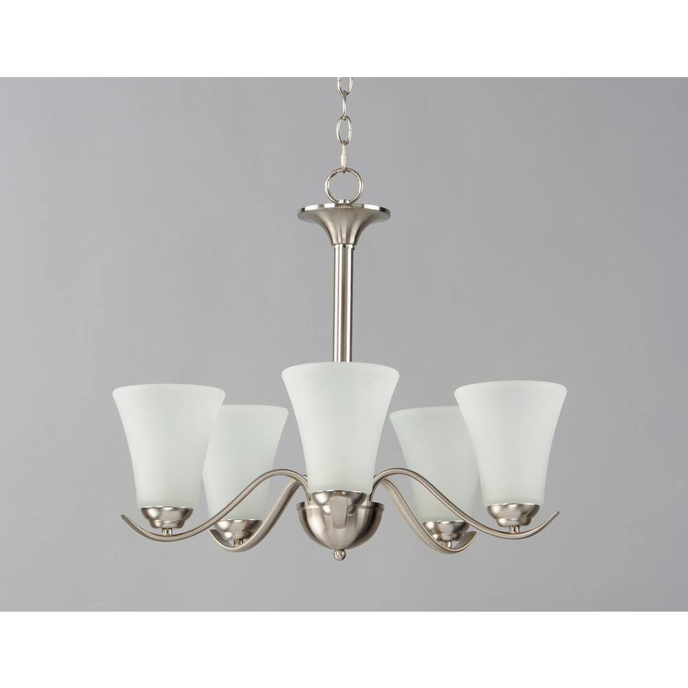 Maxim Lighting Vital 5-Light Satin Nickel Chandelier with Frosted Glass Shades