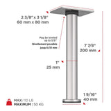 Richelieu 7-7/8 in. Satin Nickel Round Furniture Leg with Leveling Glide, Zinc/Steel