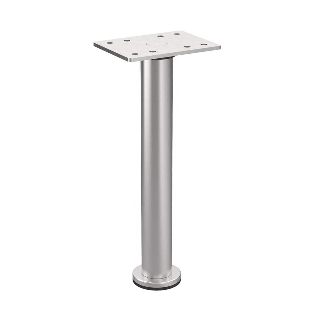 Richelieu 7-7/8 in. Satin Nickel Round Furniture Leg with Leveling Glide, Zinc/Steel