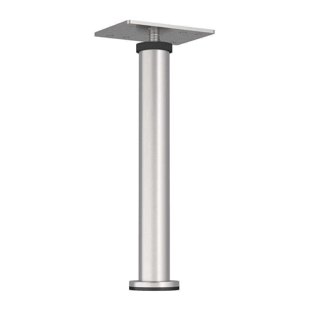 Richelieu 7-7/8 in. Satin Nickel Round Furniture Leg with Leveling Glide, Zinc/Steel