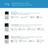 Ring Video Doorbell - Smart Wireless WiFi Doorbell Camera with Built-in Battery, 2-Way Talk, Night Vision, Satin Nickel