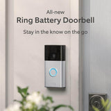 Ring Battery Doorbell with Head-to-Toe HD Video, Live View with 2-Way Talk, and Motion Detection-Satin Nickel, 2-Pack