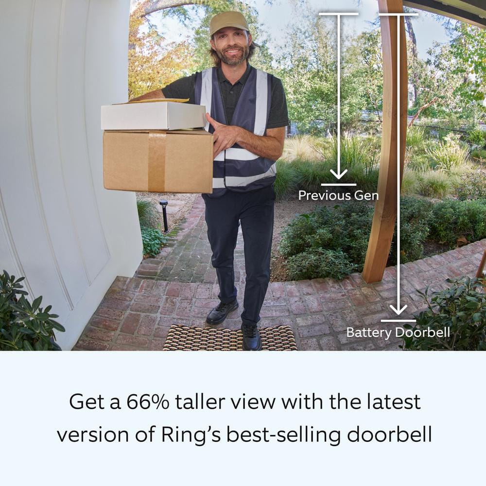 Ring Battery Doorbell with Head-to-Toe HD Video, Live View with 2-Way Talk, and Motion Detection-Satin Nickel, 2-Pack