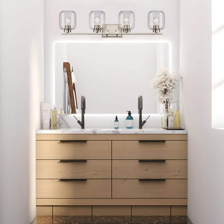 Vanity Art 4-Light in Satin Nickel Wall Sconce with Clear Glass