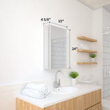 TaiMei 15 in. x 24 in. Frameless Recessed or Surface-Mount Beveled Single Mirror Bathroom Medicine Cabinet