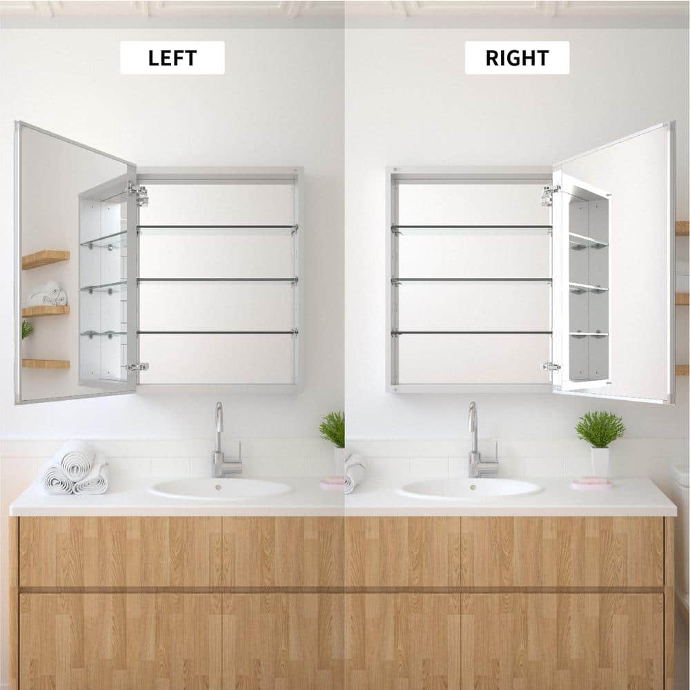 TaiMei 23 in. x 30 in. Frameless Recessed or Surface-Mount Beveled Single Mirror Bathroom Medicine Cabinet
