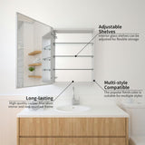 TaiMei 23 in. x 30 in. Frameless Recessed or Surface-Mount Beveled Single Mirror Bathroom Medicine Cabinet