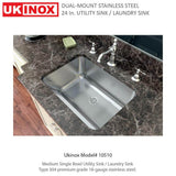 UKINOX 24 in. x 18 in. Stainless Steel Laundry Sink with Washboard