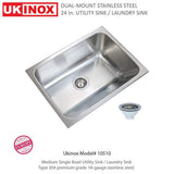 UKINOX 24 in. x 18 in. Stainless Steel Laundry Sink with Washboard
