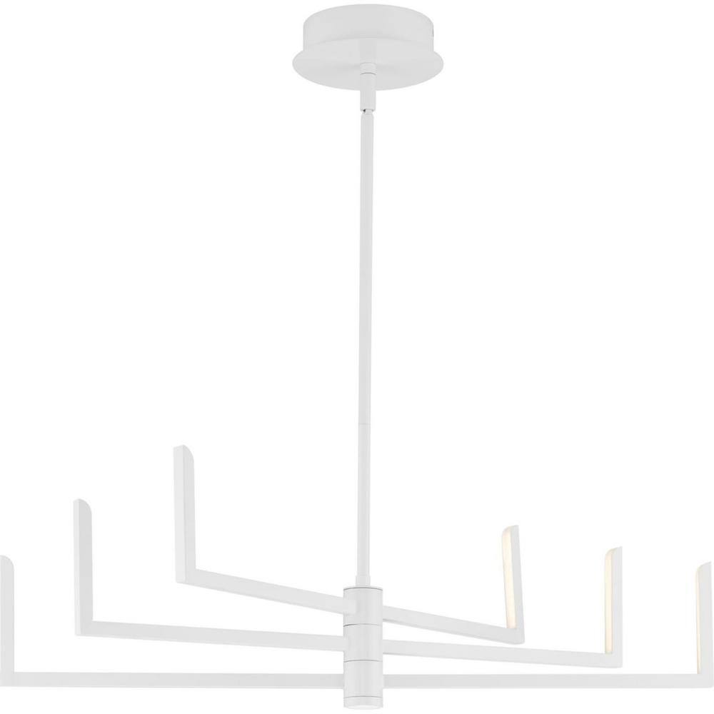 Progress Lighting Pivot LED Collection 6-Light Satin White Frosted Glass LED Modern Chandelier Light