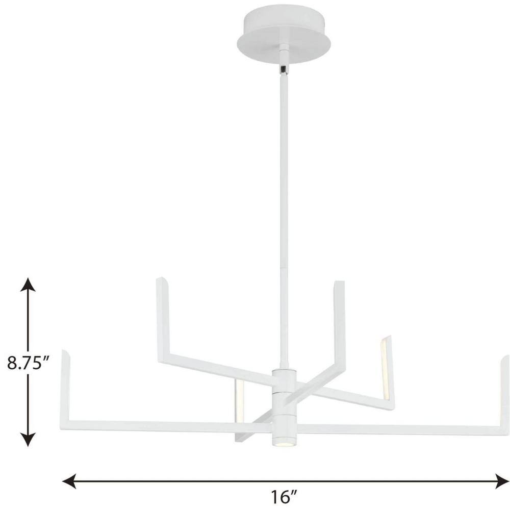 Progress Lighting Pivot LED Collection 6-Light Satin White Frosted Glass LED Modern Chandelier Light