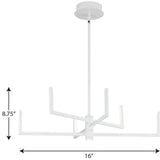 Progress Lighting Pivot LED Collection 6-Light Satin White Frosted Glass LED Modern Chandelier Light