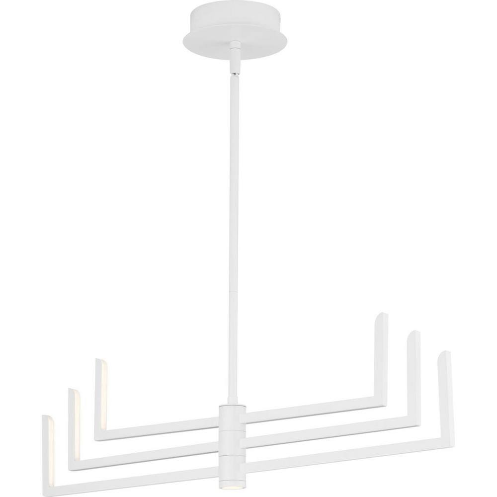 Progress Lighting Pivot LED Collection 6-Light Satin White Frosted Glass LED Modern Chandelier Light