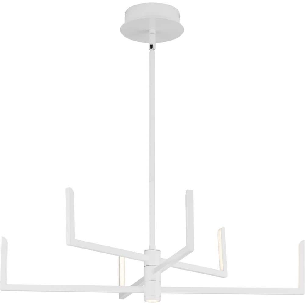 Progress Lighting Pivot LED Collection 6-Light Satin White Frosted Glass LED Modern Chandelier Light