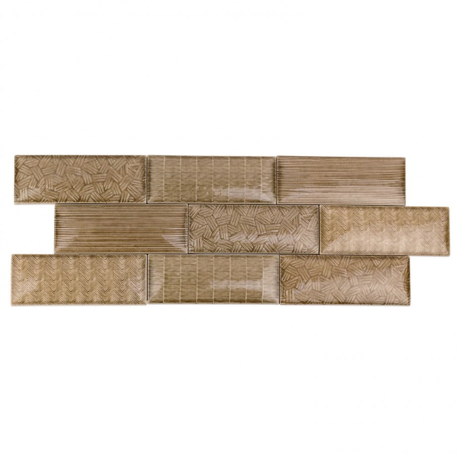 Maverick Firma Brown 3D Glossy Ceramic Wall Tile 3x8