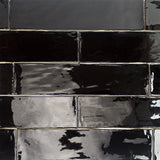 Lancaster Noir Black 3x12 Polished Ceramic Subway Tile for Walls
